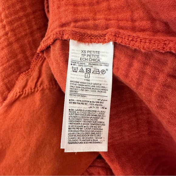 Old Navy Cotton Gauze Swim Cover Dress Orange petite XS - Picture 7 of 9